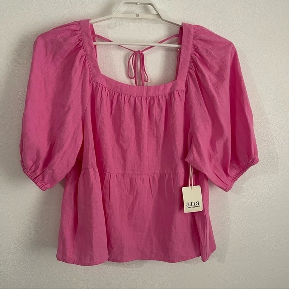NWT a.n.a Women’s Size 2X Pink Peplum Top no flaws babydoll - Picture 2 of 9